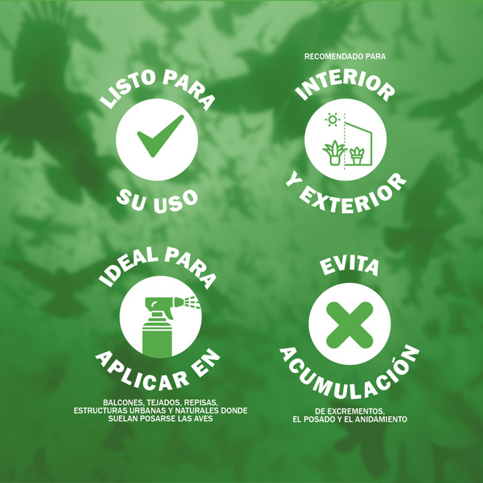 Spray Repelente de Aves -Gel Antipouso 1L